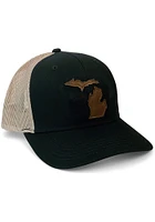 Michigan Leather State Trucker Adjustable Hat - Black