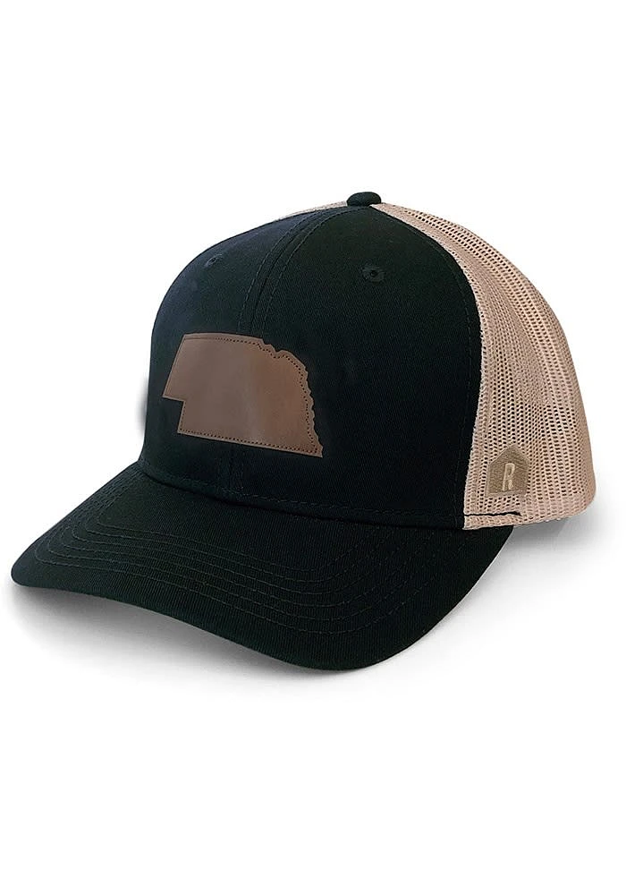 Nebraska Leather State Trucker Adjustable Hat - Black