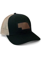 Nebraska Leather State Trucker Adjustable Hat - Black