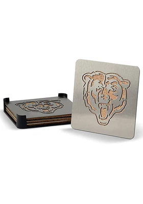 Chicago Bears 4 Pack Stainless Steel Boaster Coaster - Silver