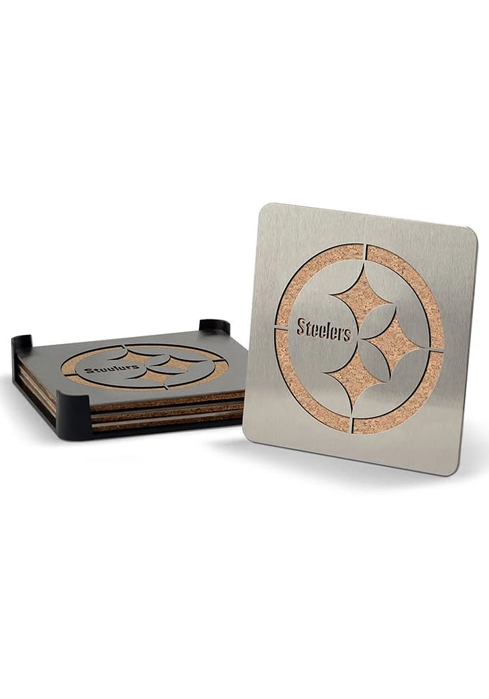 Pittsburgh Steelers 4 Pack Stainless Steel Boaster Coaster - Silver