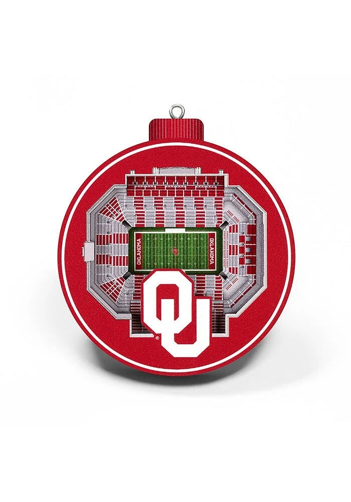 Oklahoma Sooners 3D Stadium View Ornament - Red