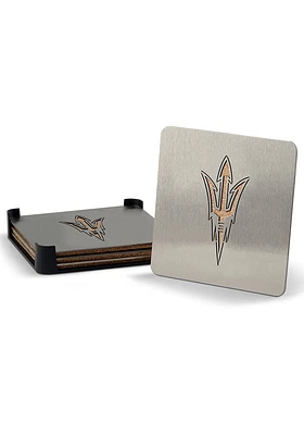 Arizona State Sun Devils 4 Pack Stainless Steel Boaster Coaster - Silver