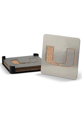 Miami Hurricanes 4 Pack Stainless Steel Boaster Coaster