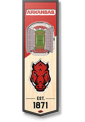 Arkansas Razorbacks 6x19 inch 3D Stadium Sign - Red