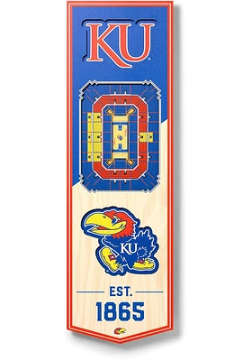 Kansas Jayhawks 6x19 inch 3D Stadium Sign - Red