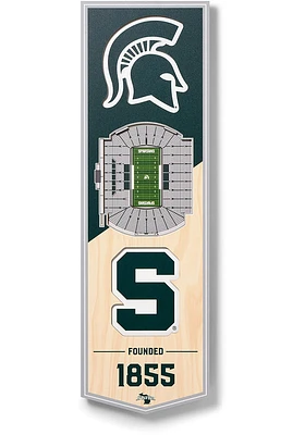 Michigan State Spartans 6x19 inch 3D Stadium Sign - Green