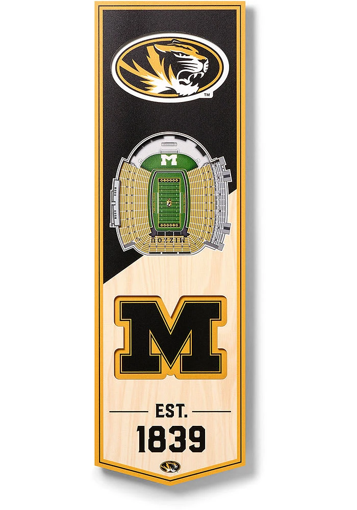 Missouri Tigers 6x19 inch 3D Stadium Sign - Yellow
