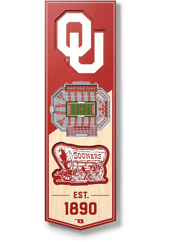 Oklahoma Sooners 6x19 inch 3D Stadium Sign - Red