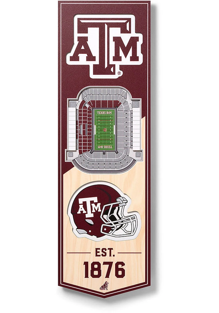 Texas A&M Aggies 6x19 inch 3D Stadium Sign