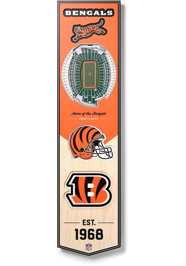 Cincinnati Bengals 8x32 inch 3D Stadium Sign