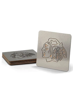 Chicago Blackhawks 4pk Stainless Steel Coaster - Silver