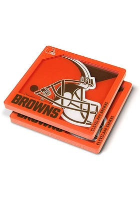 Cleveland Browns 3D Logo Series 2 Pack Coaster - Orange