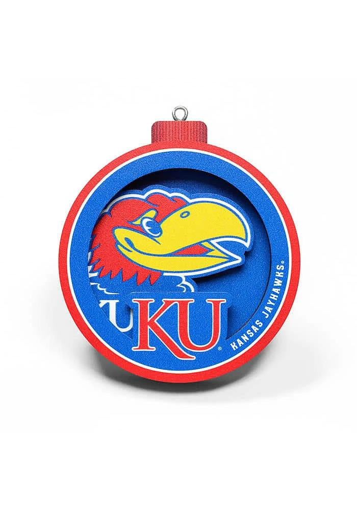 Kansas Jayhawks 3D Logo Series Ornament - Blue