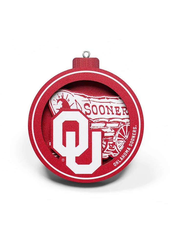 Oklahoma Sooners 3D Logo Series Ornament - Red