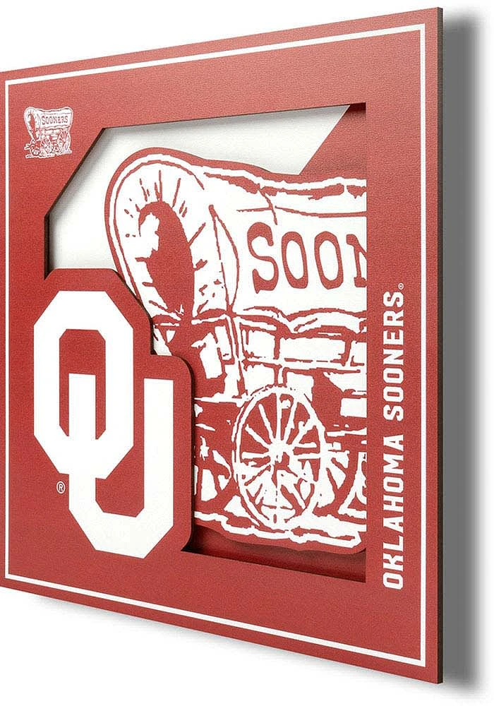 Oklahoma Sooners 12x12 3D Logo Sign - Crimson