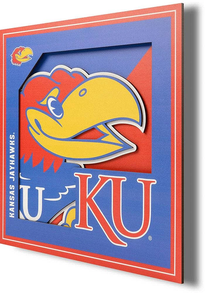 Kansas Jayhawks 12x12 3D Logo Sign - Red