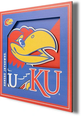 Kansas Jayhawks 12x12 3D Logo Sign - Red