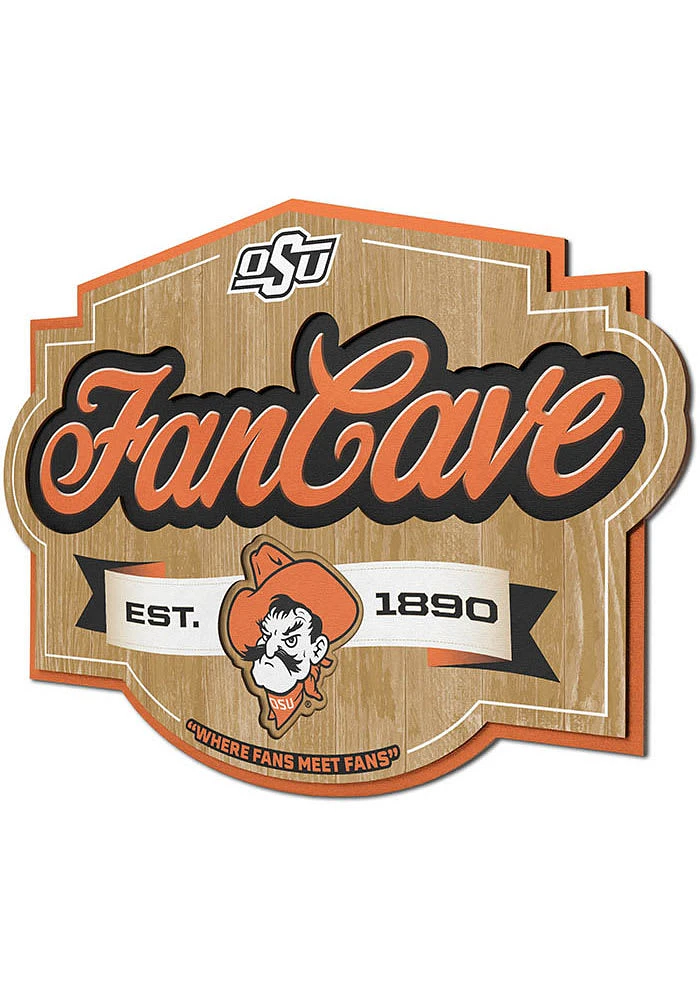 Oklahoma State Cowboys Fan Cave Sign - Orange