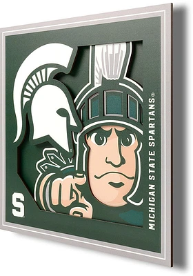Michigan State Spartans 12x12 3D Logo Sign - Green