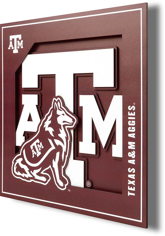 Texas A&M Aggies 12x12 3D Logo Sign - Red