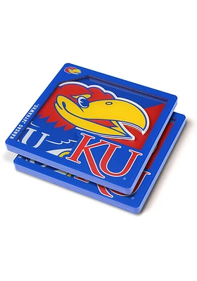 Kansas Jayhawks 3D Logo Series 2 Pack Coaster - Blue