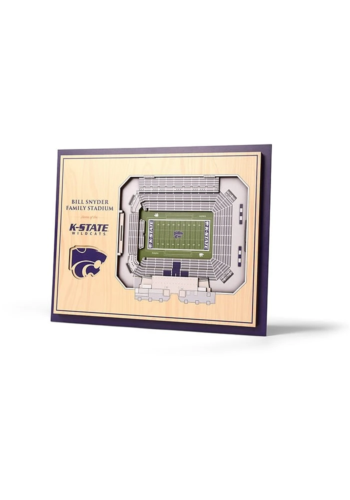 K-State Wildcats 5-Layer 3D Stadium View Wall Art - Purple