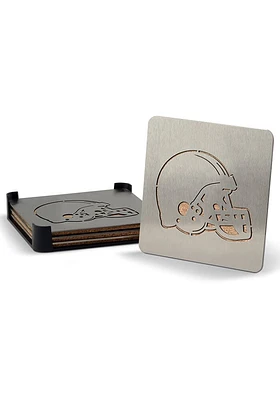 Cleveland Browns 4pk Stainless Steel Coaster - Silver