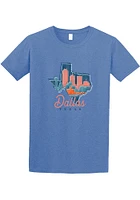 Dallas Ft Worth Blue State Shape Skyline Short Sleeve Fashion T Shirt