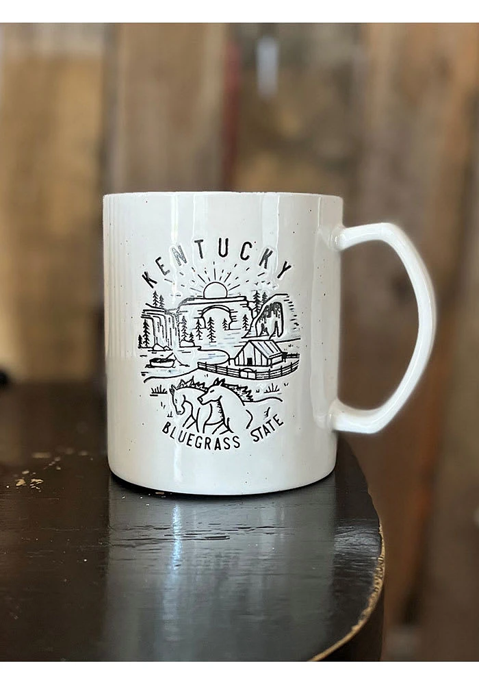 Kentucky Line Art Ceramic Mug - Black