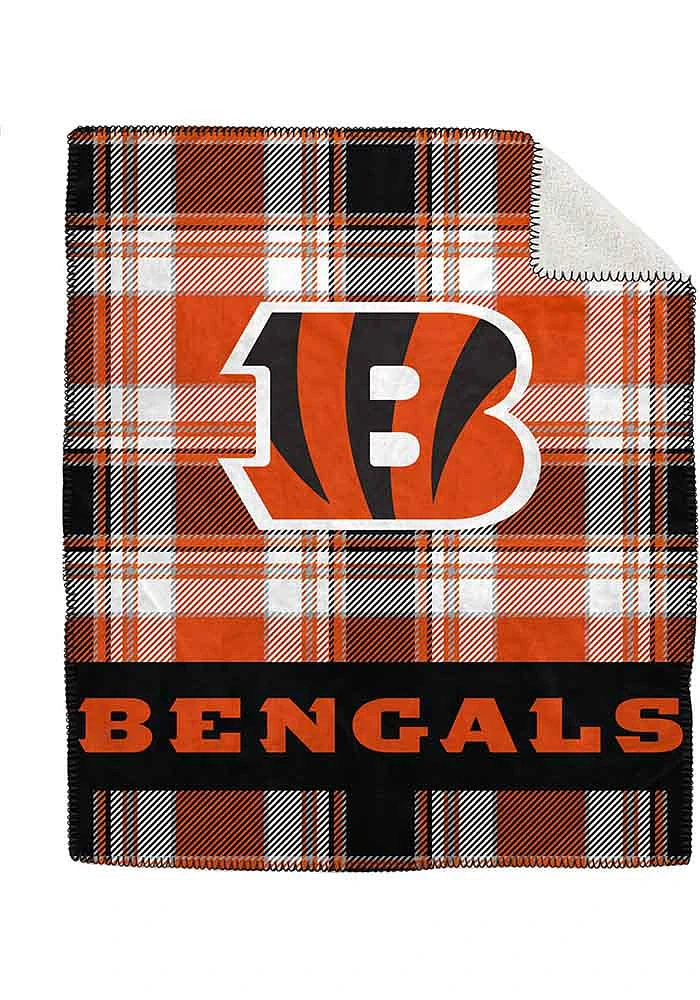 Cincinnati Bengals Bold Plaid 50x60 Sherpa Blanket