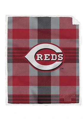 Cincinnati Reds Plaid Steel 60x70 Sherpa Blanket