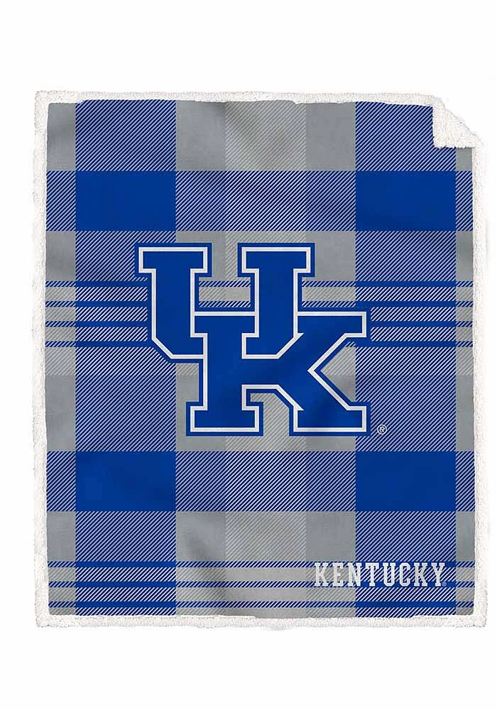 Kentucky Wildcats Plaid Steel 60x70 Sherpa Blanket