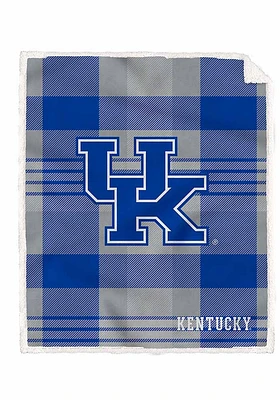 Kentucky Wildcats Plaid Steel 60x70 Sherpa Blanket