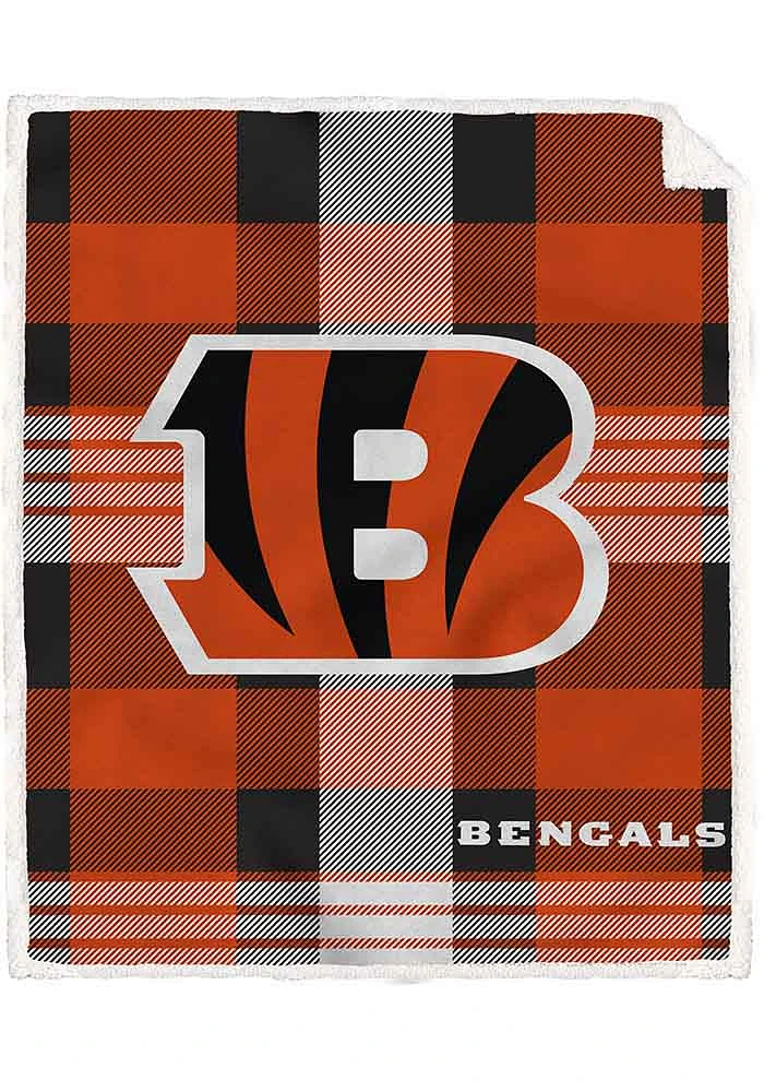 Cincinnati Bengals Plaid Steel 60x70 Sherpa Blanket