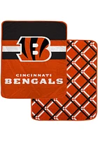 Cincinnati Bengals Half Stripe Diamond Sherpa Blanket