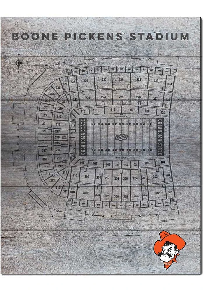 KH Sports Fan Oklahoma State Cowboys Seating Chart Sign - Grey