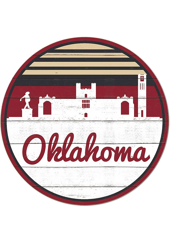 KH Sports Fan Oklahoma Sooners Uscape Circle Sign Sign - Crimson
