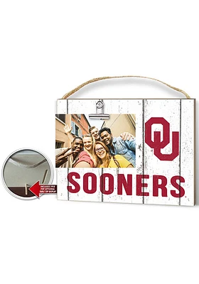Oklahoma Sooners Weathered Clip Picture Frame - White