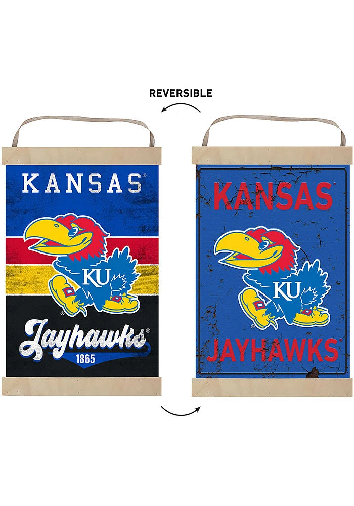 KH Sports Fan Kansas Jayhawks Reversible Banner Sign - Blue