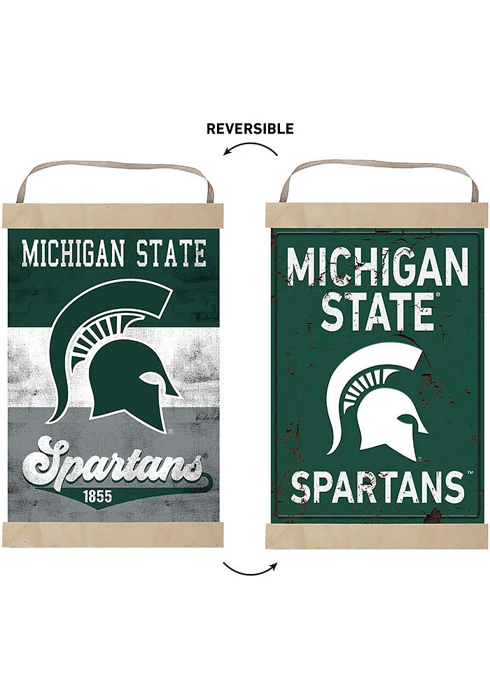 KH Sports Fan Michigan State Spartans Reversible Banner Sign - Green