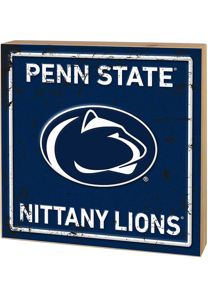 KH Sports Fan Penn State Nittany Lions Rusted Block Sign - Blue