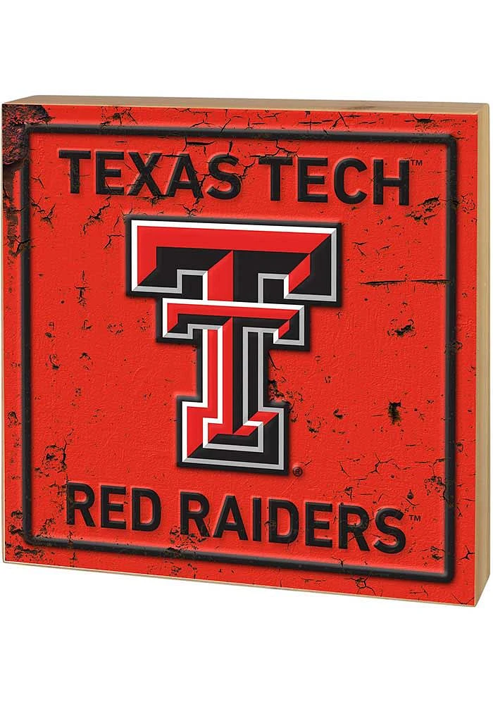 KH Sports Fan Texas Tech Red Raiders Rusted Block Sign