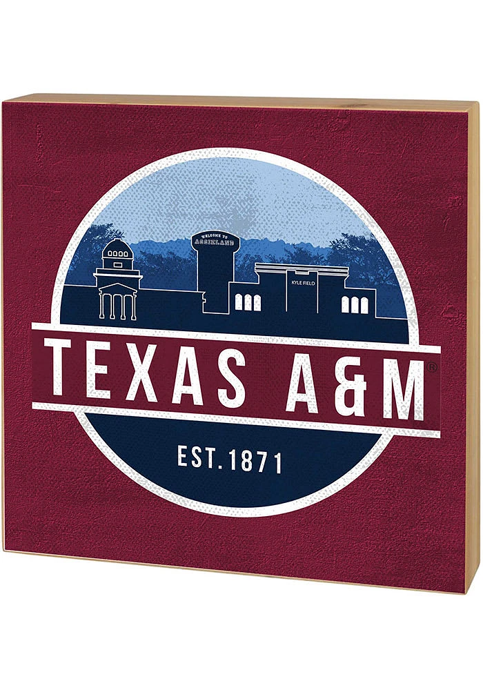 KH Sports Fan Texas A&M Aggies Skyline Block Sign