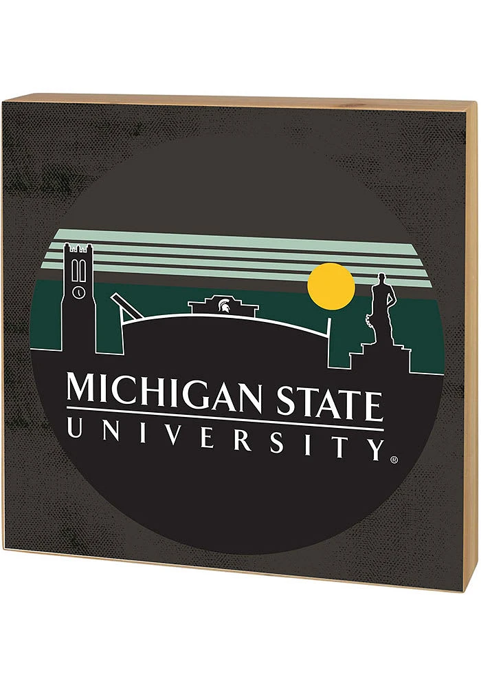 KH Sports Fan Michigan State Spartans Skyline Block Sign - Green