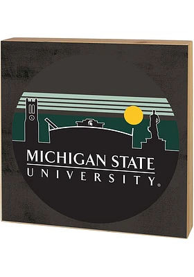 KH Sports Fan Michigan State Spartans Skyline Block Sign - Green
