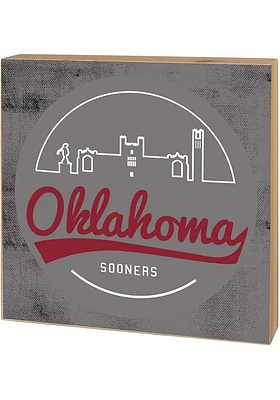 KH Sports Fan Oklahoma Sooners Skyline Block Sign - Grey