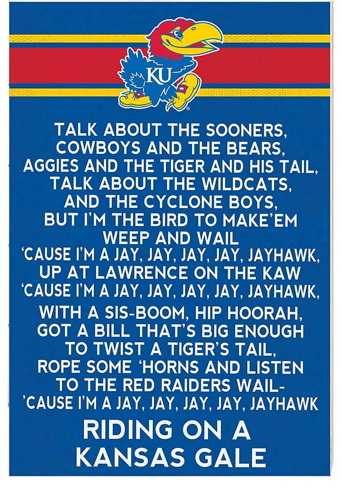 KH Sports Fan Kansas Jayhawks Fight Song Sign - Blue