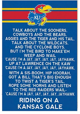 KH Sports Fan Kansas Jayhawks Fight Song Sign - Blue