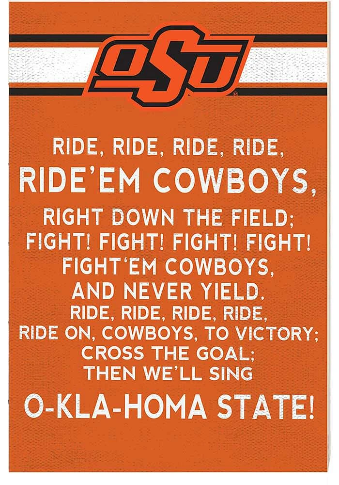 KH Sports Fan Oklahoma State Cowboys Fight Song Sign - Orange